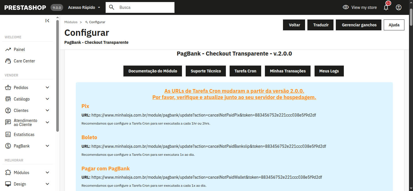 Tarefa Cron - Módulo PagBank