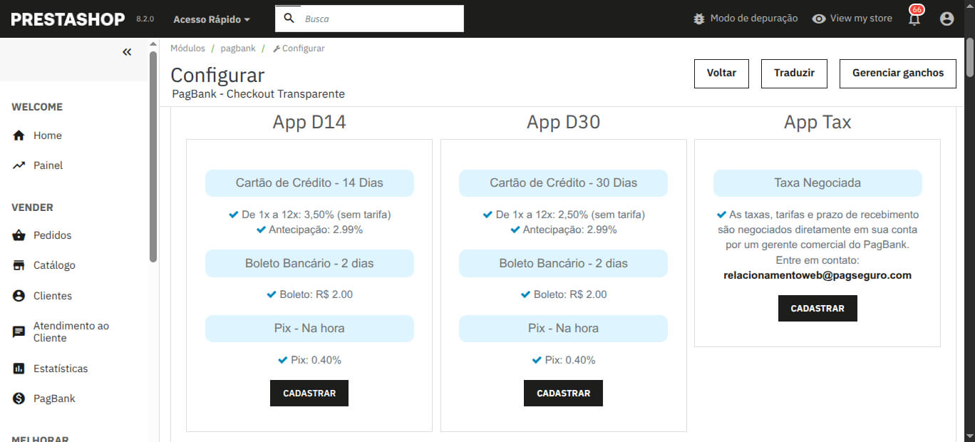 Cadastro/Adesão App - Módulo PagBank