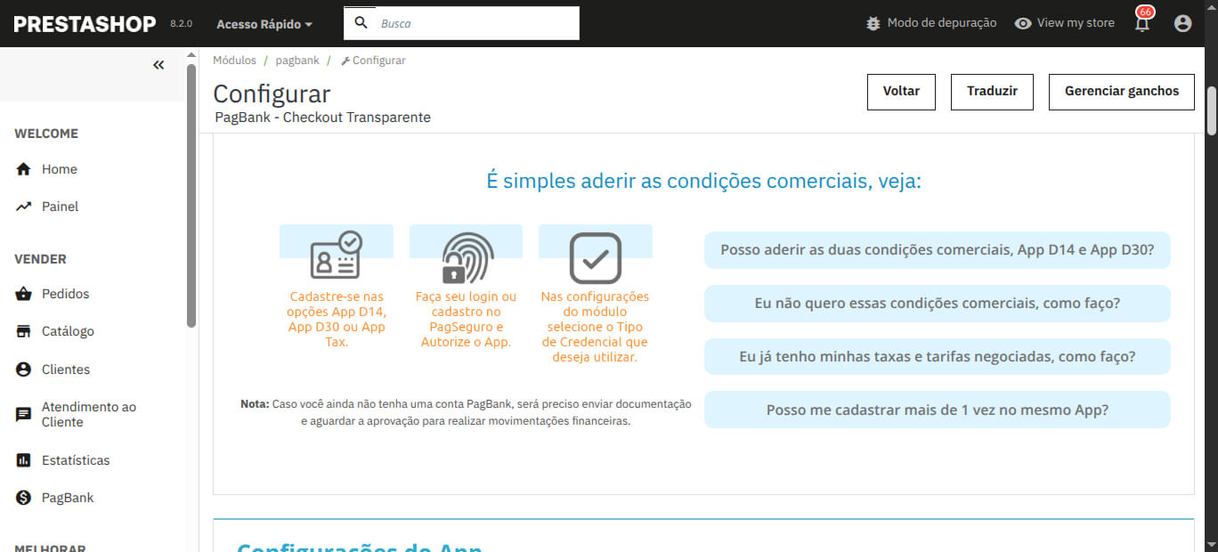 Cadastro/Adesão App - Módulo PagBank