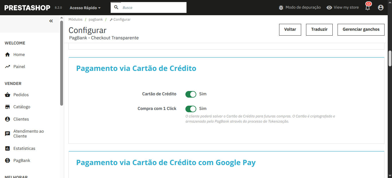 Pagamento via Cartão de Crédito - Módulo PagBank