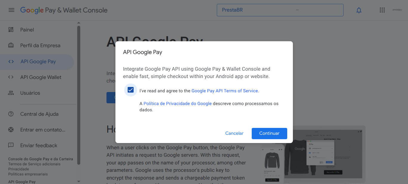 Pagamento via Cartão de Crédito com Google Pay - Módulo PagBank
