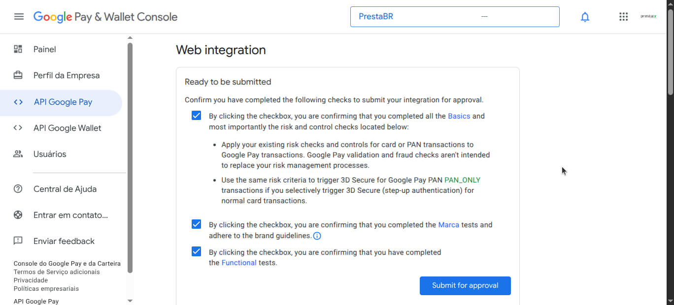 Pagamento via Cartão de Crédito com Google Pay - Módulo PagBank