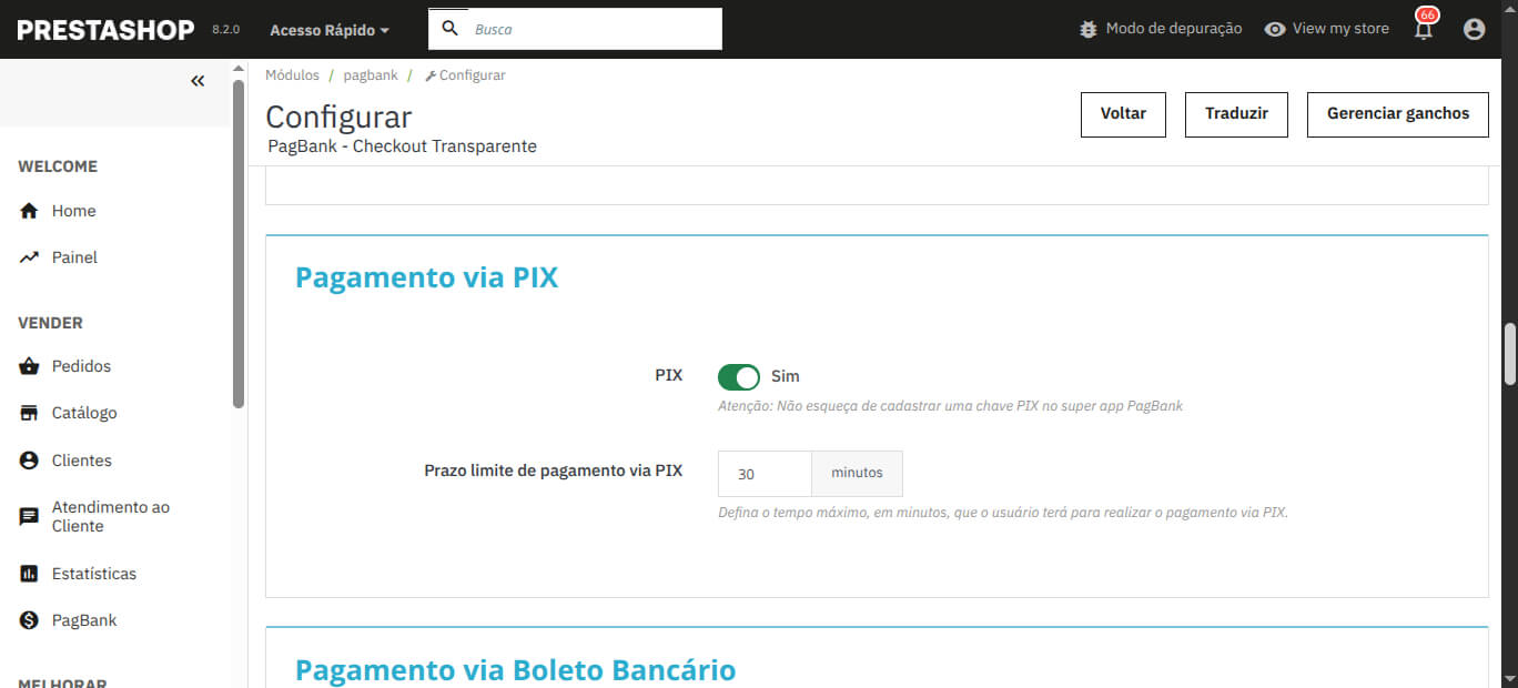 Pagamento via PIX - Módulo PagBank