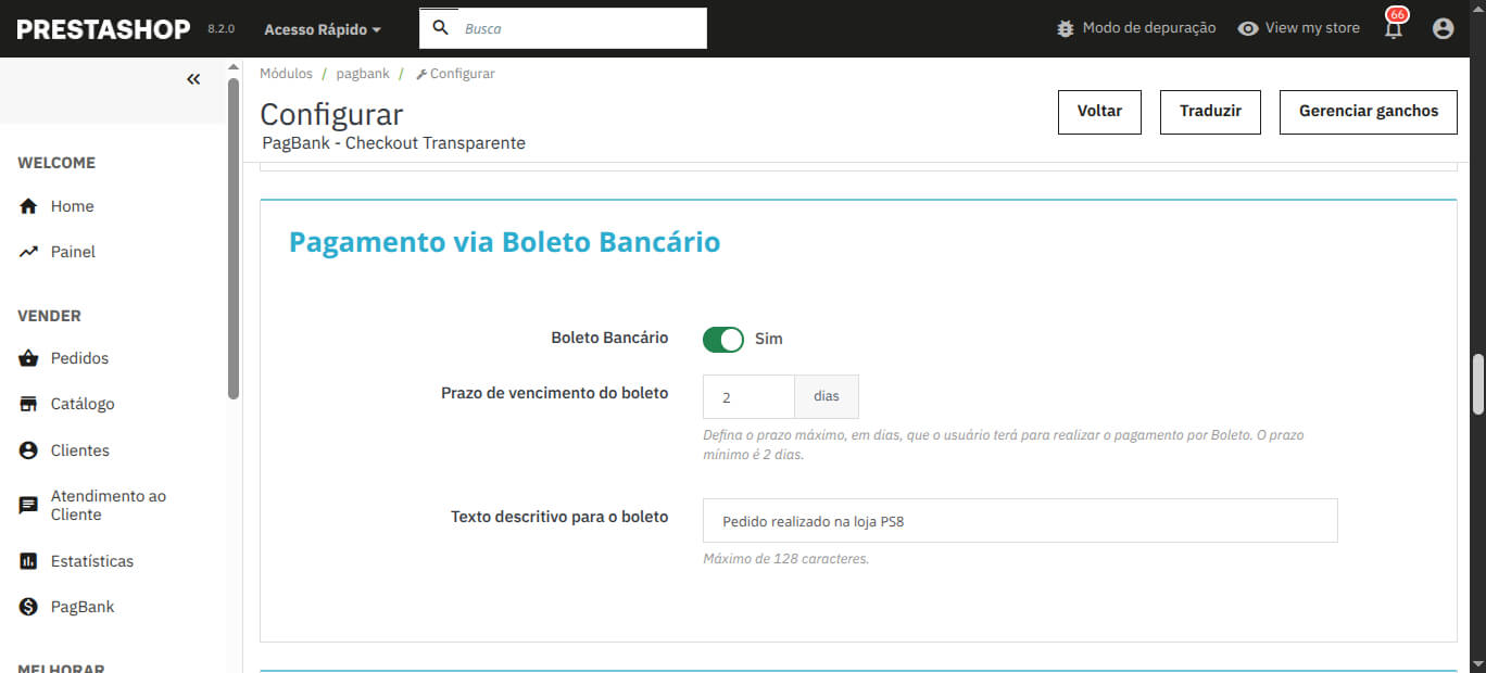 Pagamento via Boleto Bancário - Módulo PagBank